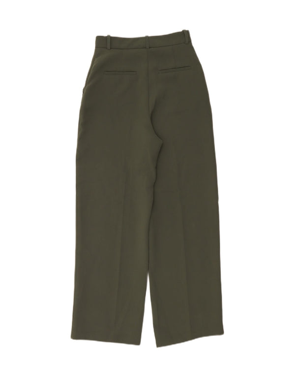 Zara Damen Chinohose mit hoher Taille, gerade, XS, W24, L30, Grün