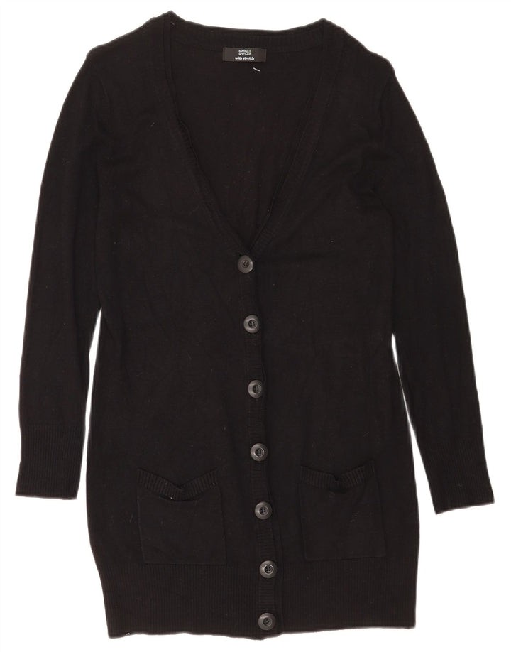 Marks & Spencer Damen Longline-Cardigan-Pullover UK 10 Small Schwarze Viskose