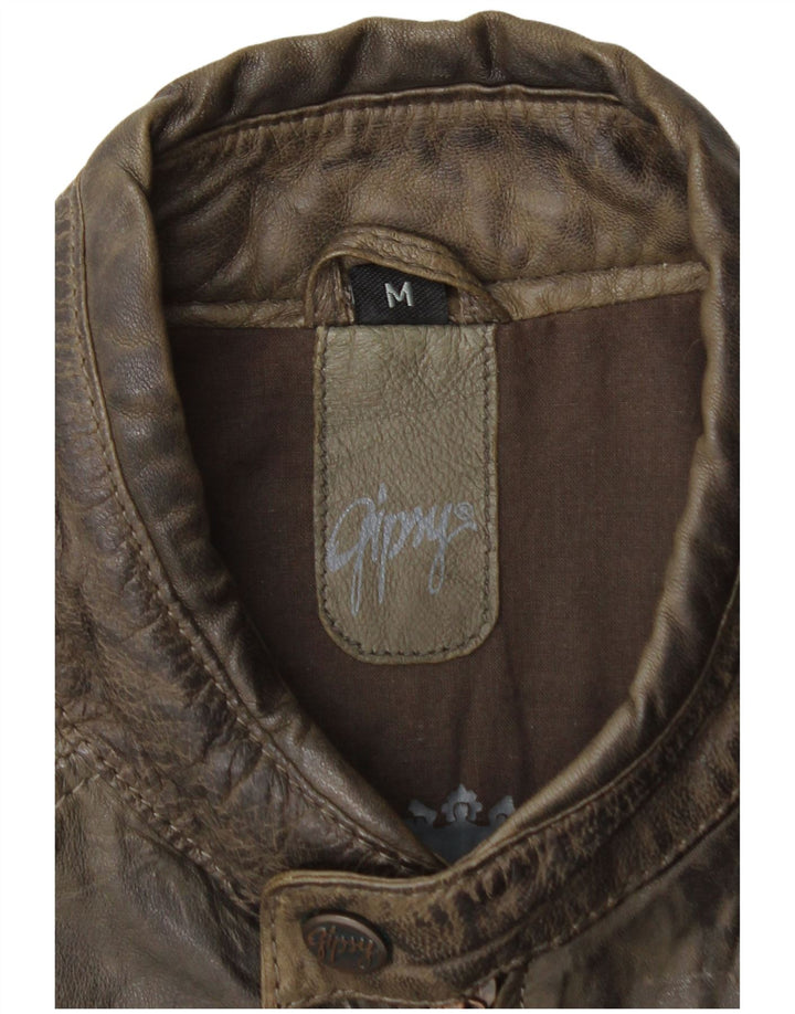 Gipsy Herren Leder Racer Jacke UK 38 Mittelbraun