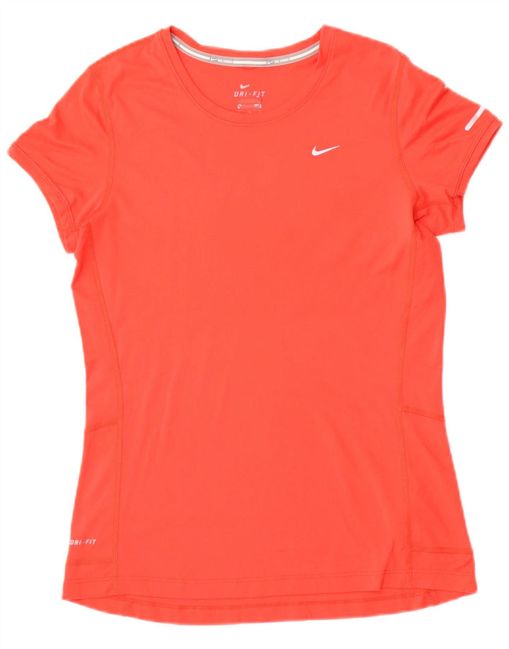 NIKE Womens Dri Fit T-Shirt Top UK 12 Medium Red Polyester