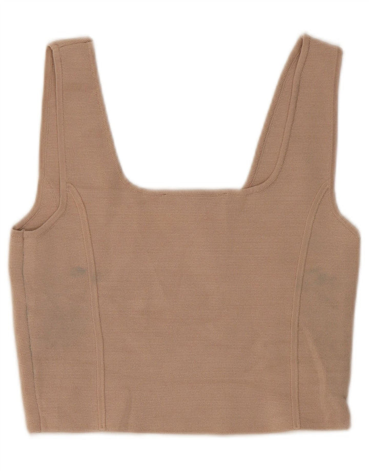 Zara Damen Crop Top UK 12 Medium Beige Nylon