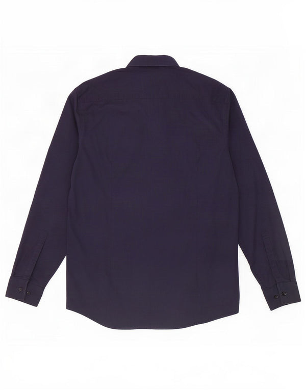 Hugo Boss Herren Slim Fit Hemd Größe 42 16 1/2 Large Marineblaue Baumwolle