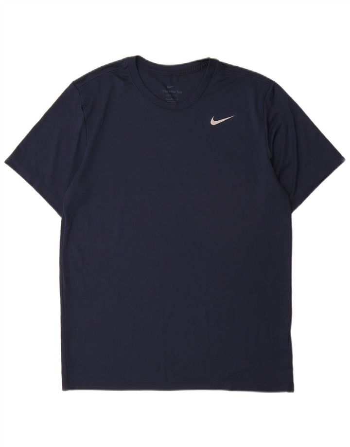 Nike Herren Dri Fit T-Shirt Top Mittel Marineblau Polyester