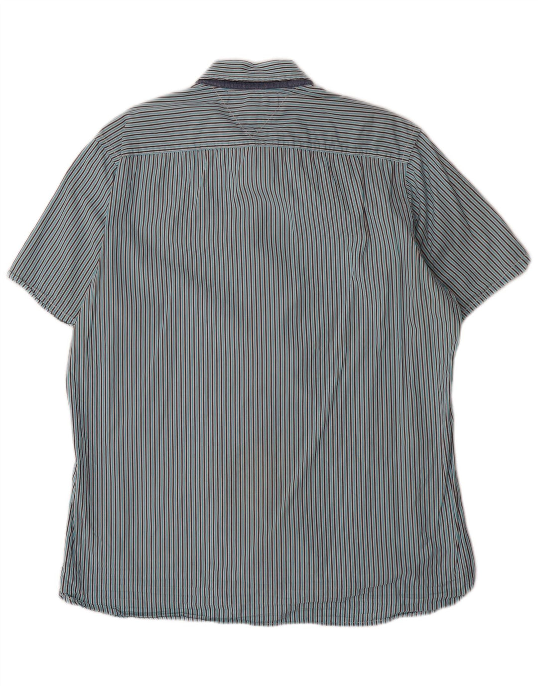 TOMMY HILFIGER Herren Custom Fit Kurzarmhemd groß blau gestreift