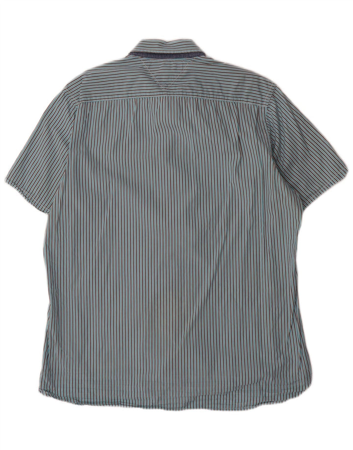 TOMMY HILFIGER Herren Custom Fit Kurzarmhemd groß blau gestreift