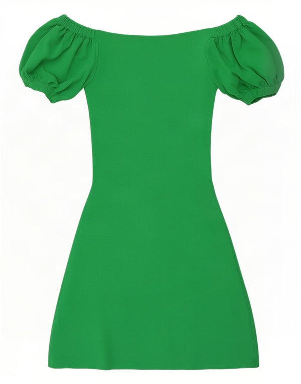 Schulterfreies Kleid für Damen von Zara, UK 12, mittelgrüne Viskose