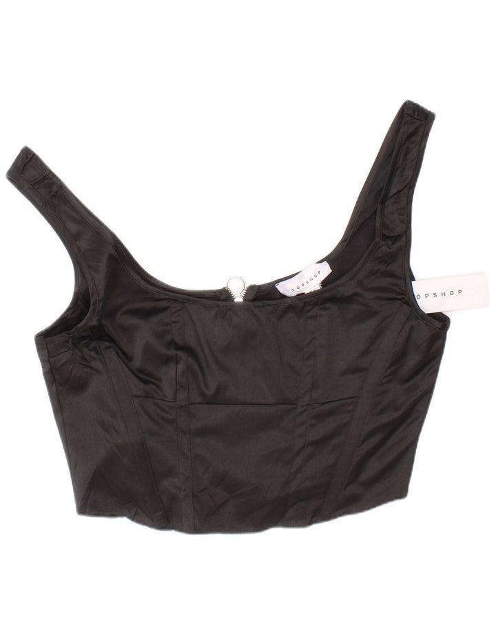 Topshop Damen Crop Corset Top UK 6 XS Schwarz Polyester