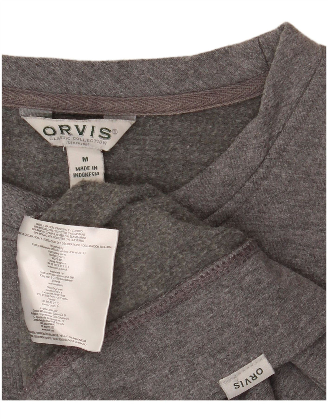 ORVIS Herren-Sweatshirt-Pullover, Mittelgrau, Modal