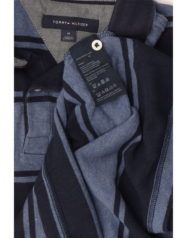 Tommy Hilfiger Herren-Poloshirt aus mittelblauer, gestreifter Baumwolle
