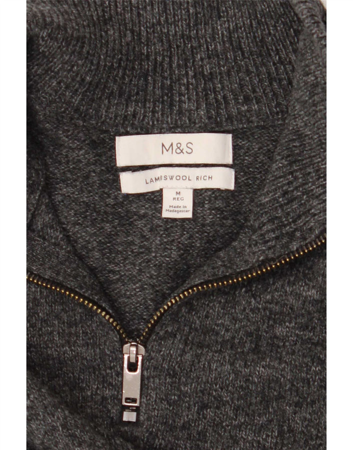 Marks & Spencer Herren-Pullover mit Reißverschluss am Hals, Mittelgrau