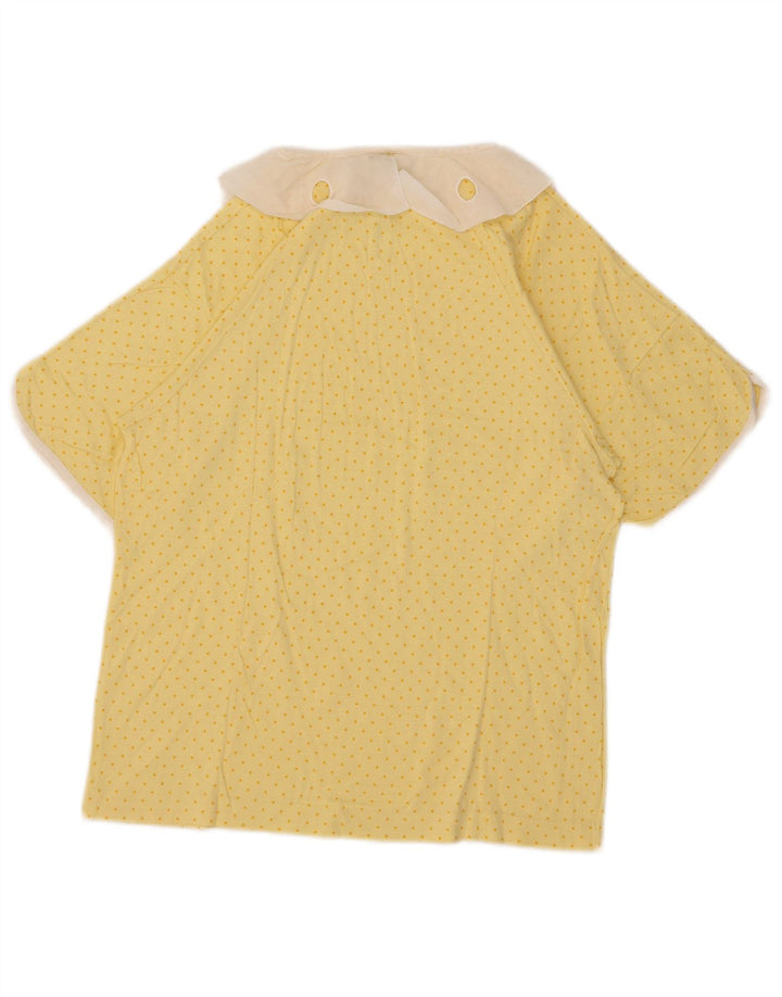 Vintage Damen Bluse Top US 4 Kleine gelb gefleckte Baumwolle