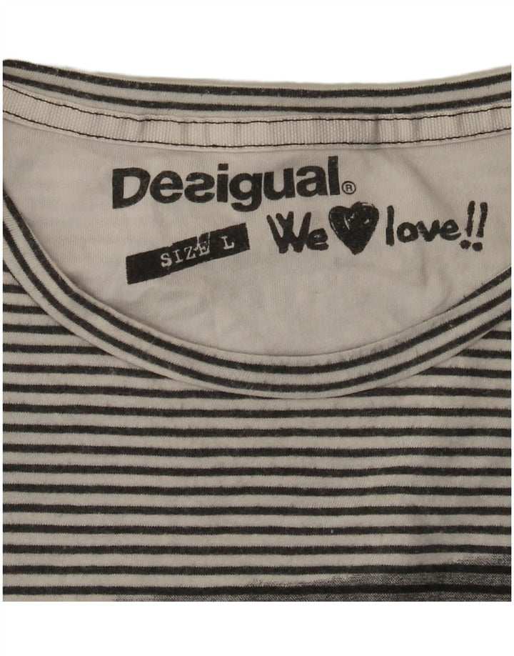 Desigual Herren-Grafikoberteil mit langen Ärmeln und großen grauen Nadelstreifen