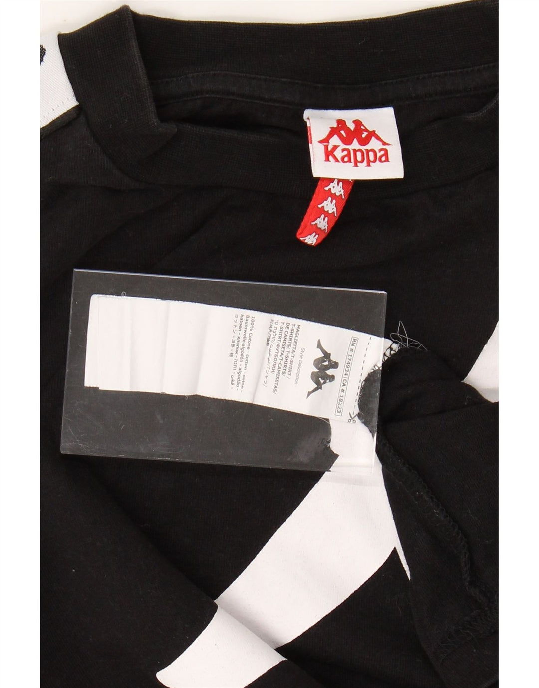 KAPPA Herren Grafik-T-Shirt-Oberteil aus mittelschwarzer Colourblock-Baumwolle