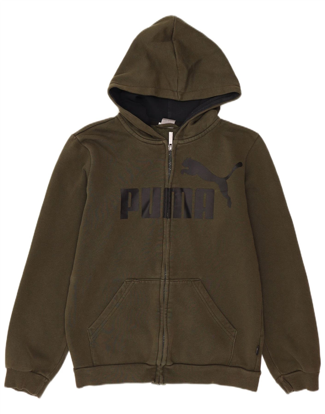 PUMA Jungen Graphic Zip Hoodie Pullover 13-14 Jahre Khaki Baumwolle