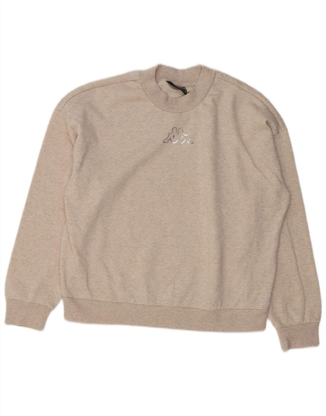 KAPPA Damen Übergroßer Sweatshirt-Pullover UK 16 Large Beige Baumwolle