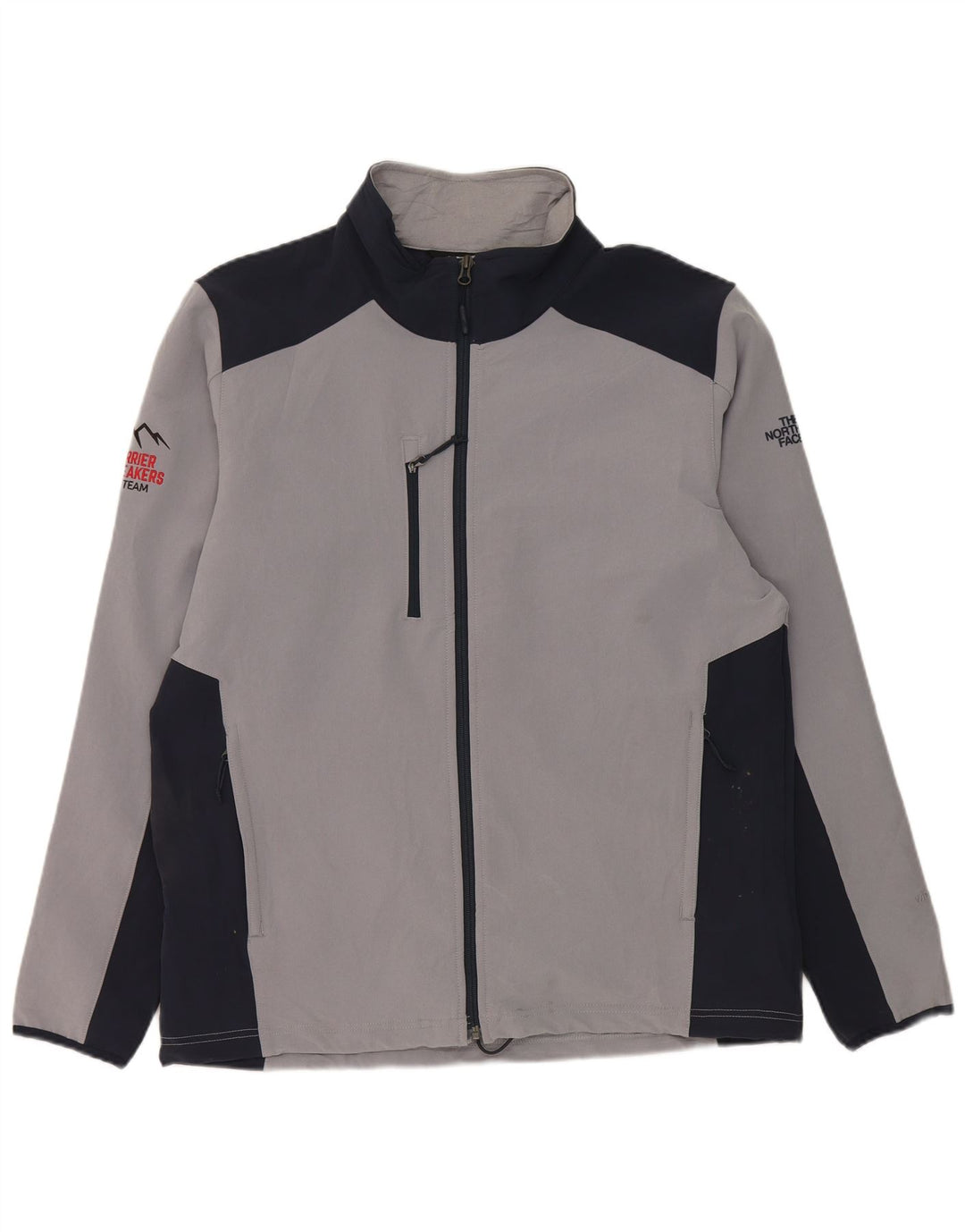 The North Face Herren-Trainingsanzugoberteil, große graue Farbblock-Polyesterjacke