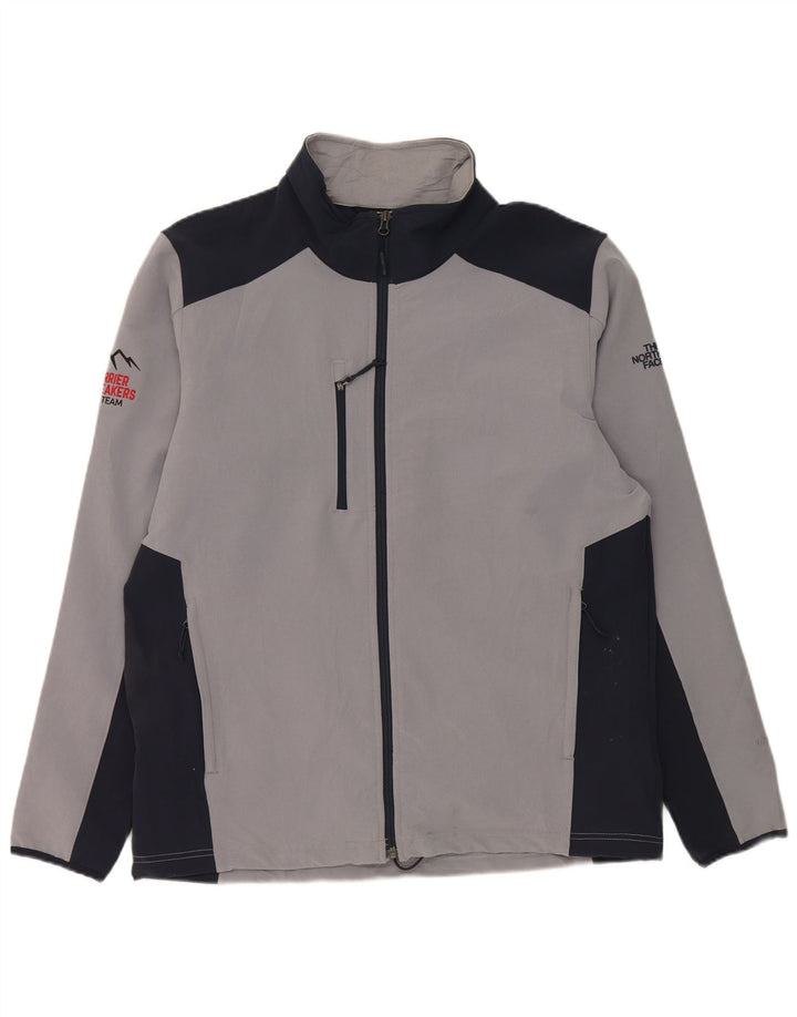 The North Face Herren-Trainingsanzugoberteil, große graue Farbblock-Polyesterjacke