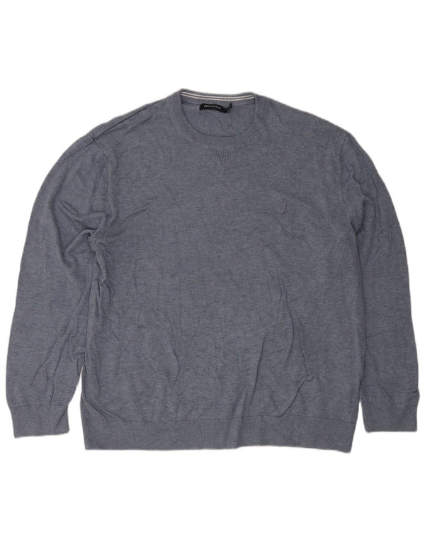 Nautica Herren-Pullover mit Rundhalsausschnitt, 2XL, blaue Baumwolle