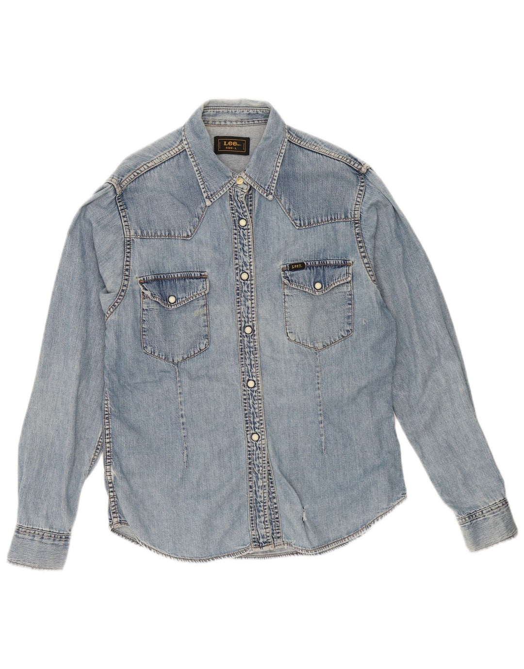 Lee Damen Jeanshemd UK 16 Large Blaue Baumwolle