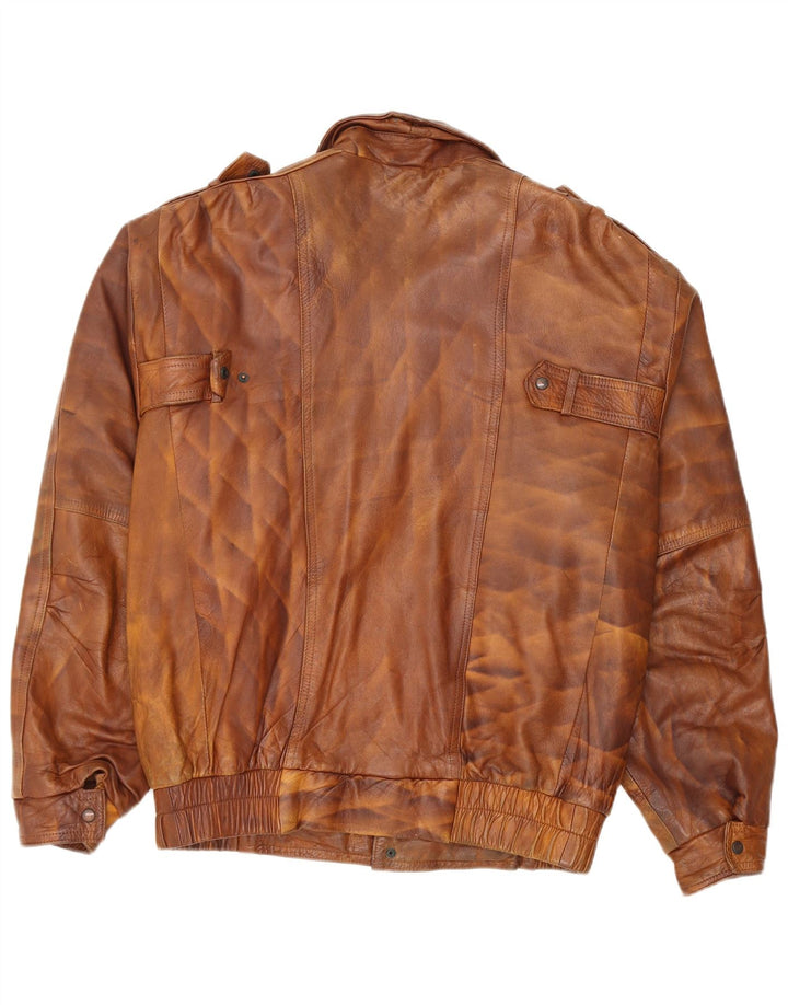 Vintage Herren Militärlederjacke UK 44 2XL Braunes Leder