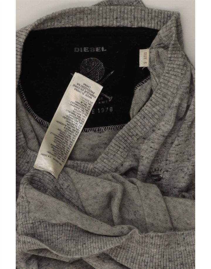 Diesel Herren-Pullover mit V-Ausschnitt, klein, grau gefleckte Baumwolle
