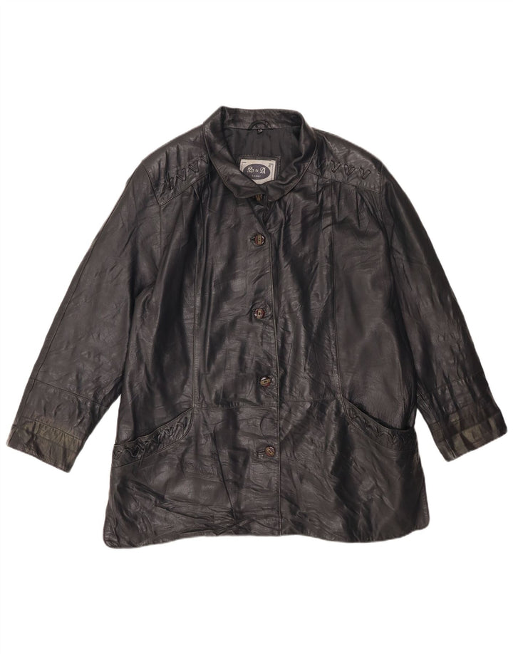 Vintage Damen Lederjacke IT 46 Großes schwarzes Leder