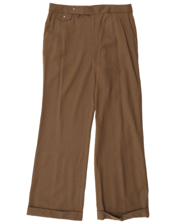 Ralph Lauren Damen Flare Anzughose US 10 Large W32 L32 Khaki Wolle