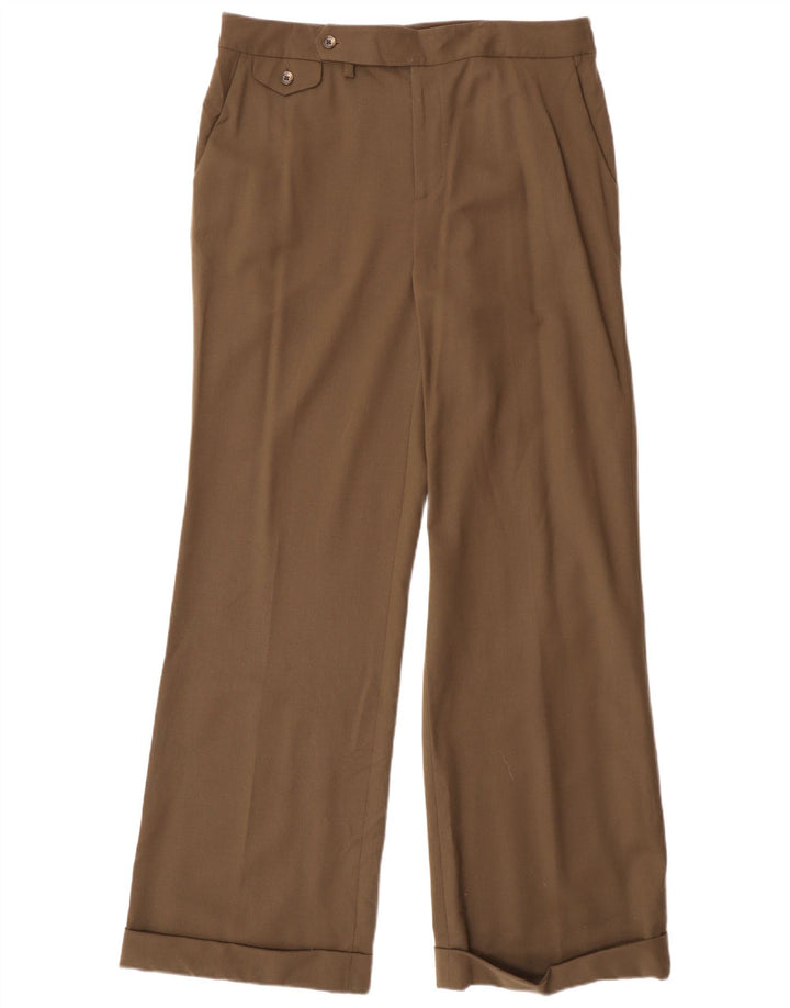 Ralph Lauren Damen Flare Anzughose US 10 Large W32 L32 Khaki Wolle