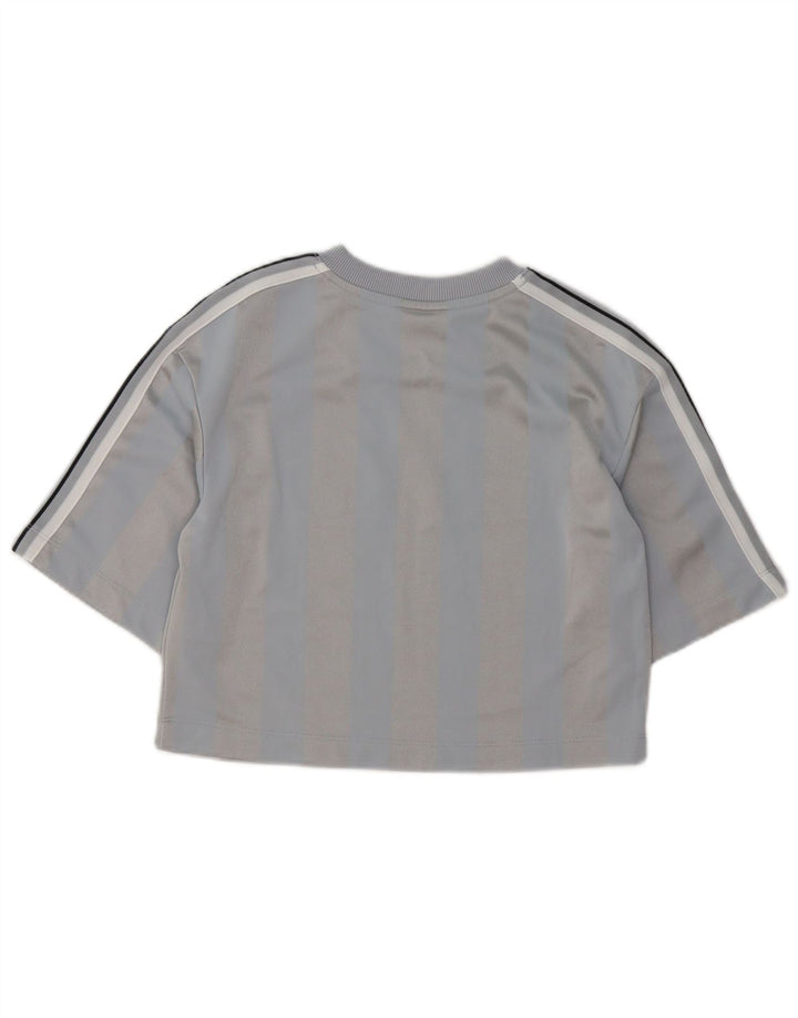 Nike Damen Crop T-Shirt Top UK 10 Small Grau gestreift Polyester