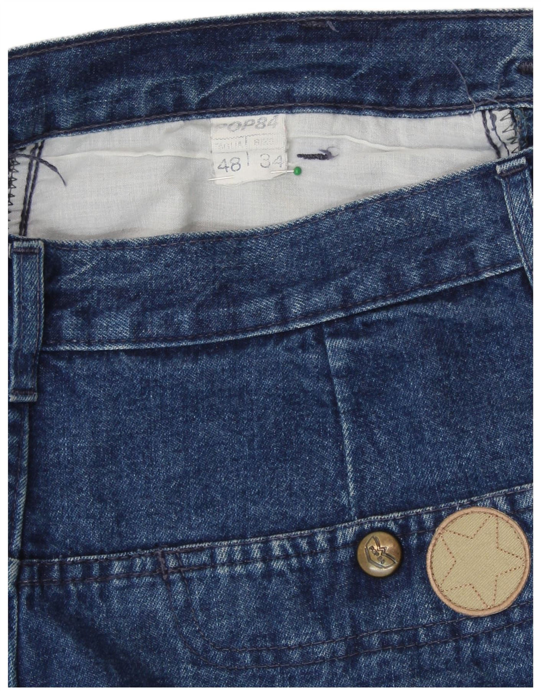 POP 84 Damen High Waist Tapered Jeans IT 48 XL W34 L32 Blaue Baumwolle