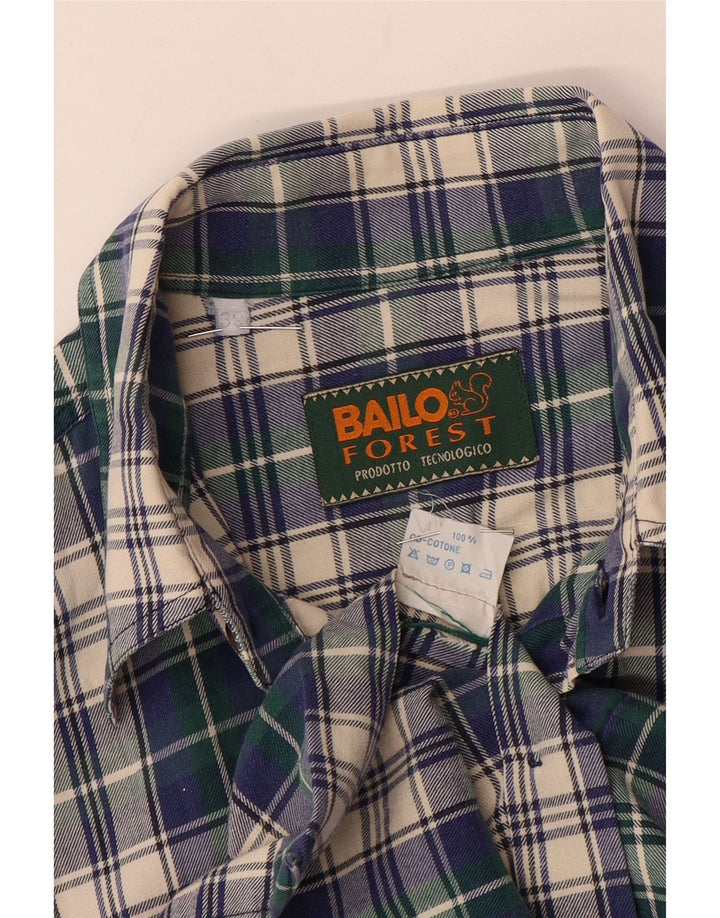 Bailo Herrenhemd Größe 39 mittelblau karierte Baumwolle