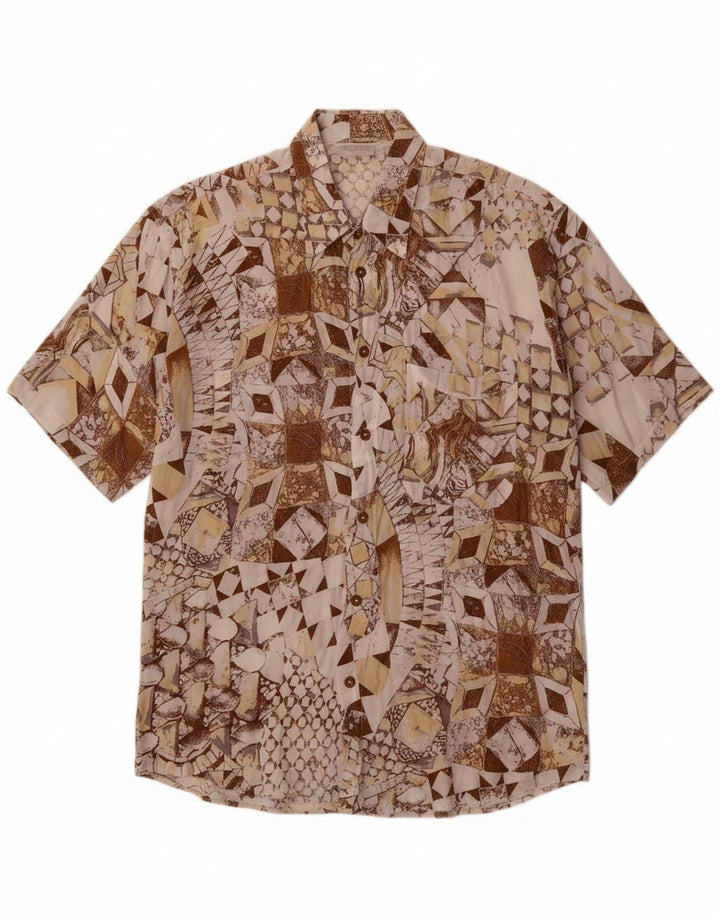 VINTAGE Mens Short Sleeve Shirt IT 50 Medium Multicoloured Geometric Vintage Vintage and Second-Hand Vintage from Messina Hembry 