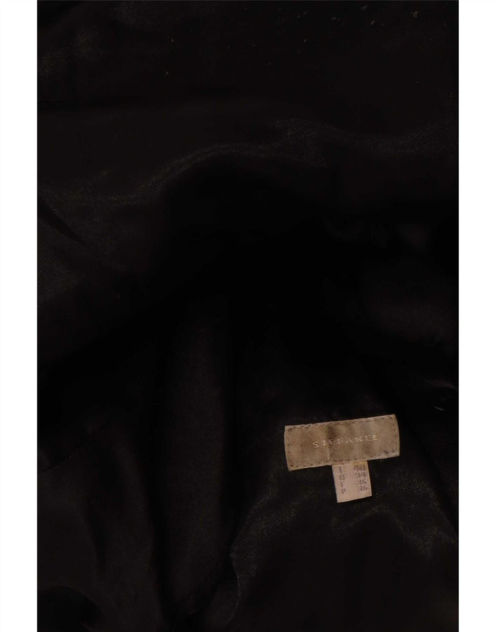 Stefanel Damen Ledermantel IT 40 Small Schwarz