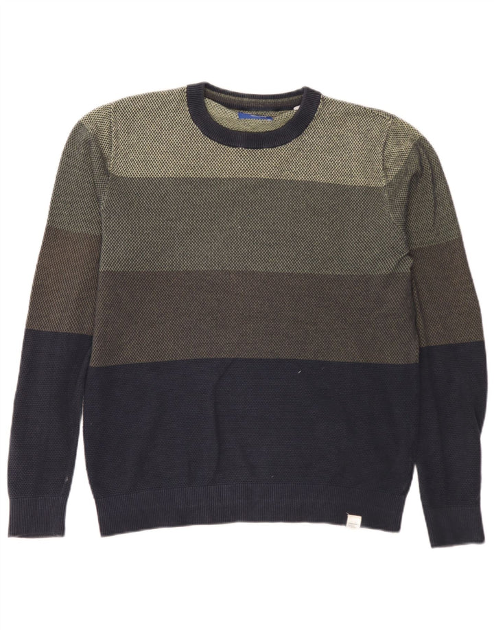Jack & Jones Herren-Pullover mit Rundhalsausschnitt, mittelgroß, mehrfarbig, Farbblock