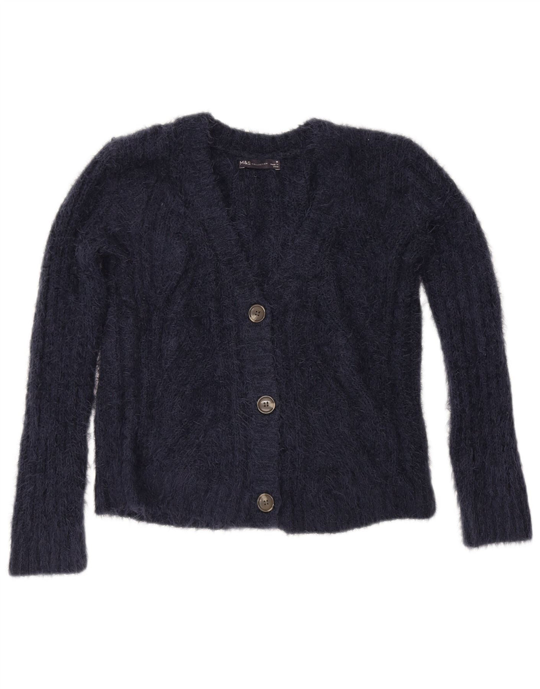 Marks & Spencer Damen-Cardigan-Pullover UK 14 Medium Marineblau Polyester
