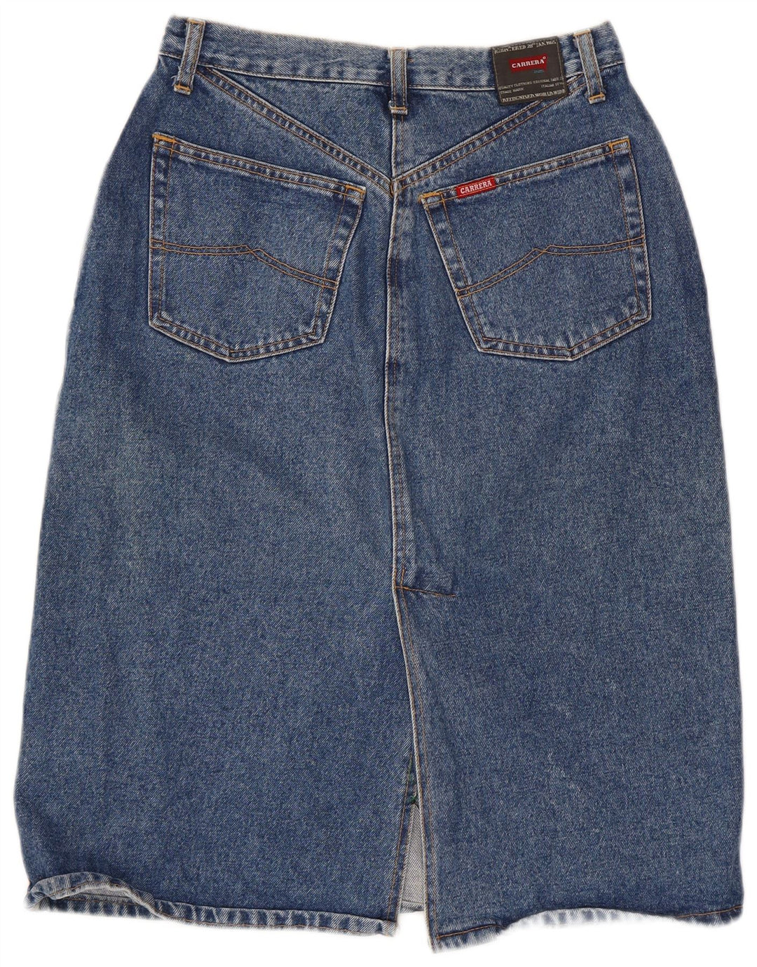 Carrera Damen Midi-Jeansrock W30 Mittelblaue Baumwolle
