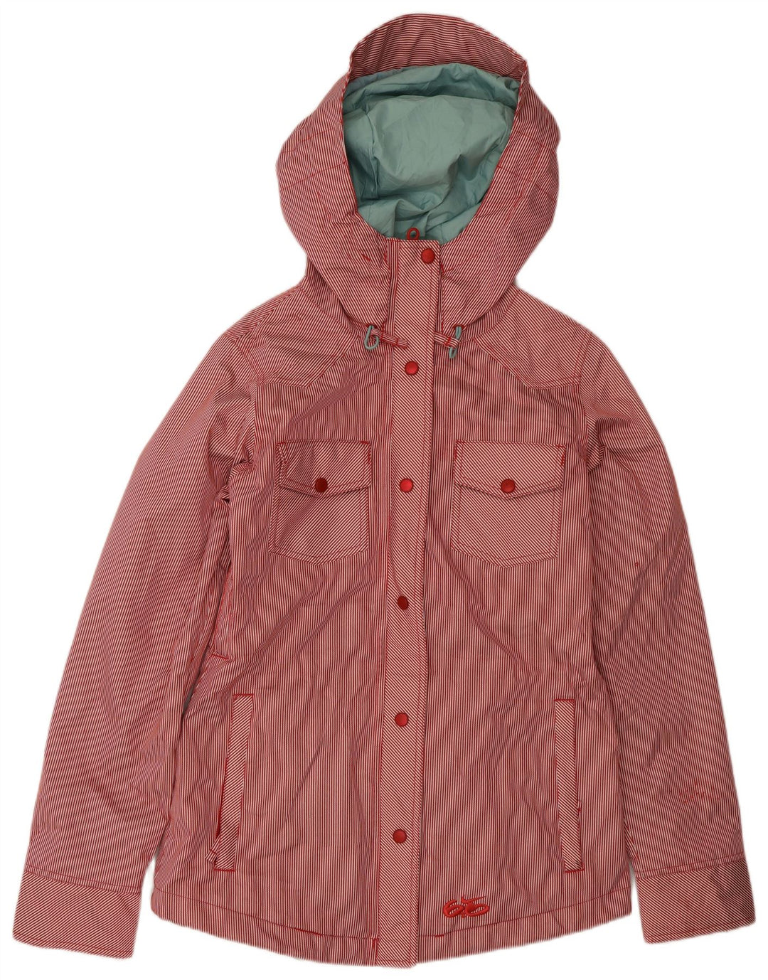NIKE Damen-Windbreakerjacke mit Kapuze, UK 10, Größe S, rot, Nadelstreifen, Polyester