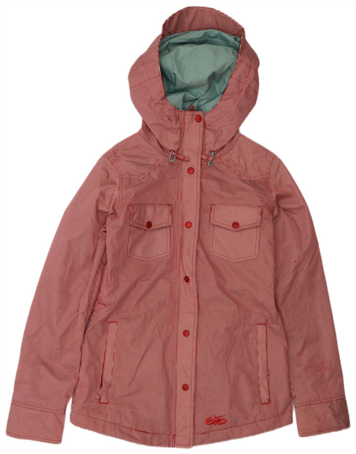 NIKE Damen-Windbreakerjacke mit Kapuze, UK 10, Größe S, rot, Nadelstreifen, Polyester