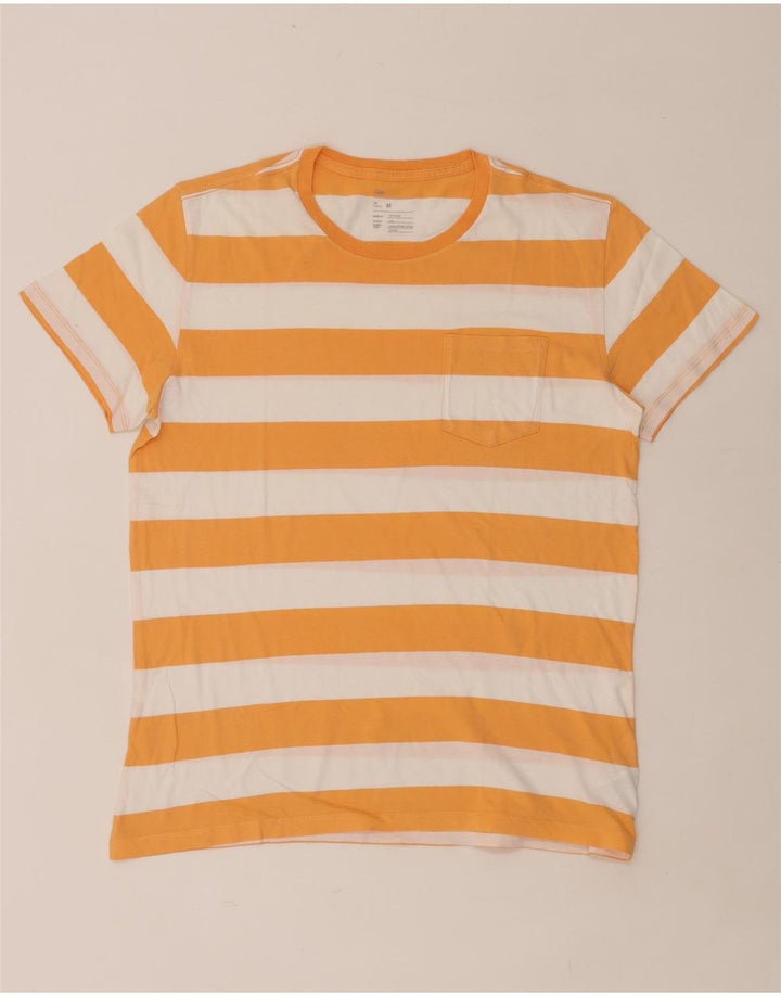 GAP Herren-T-Shirt-Oberteil aus mittelorange gestreifter Baumwolle