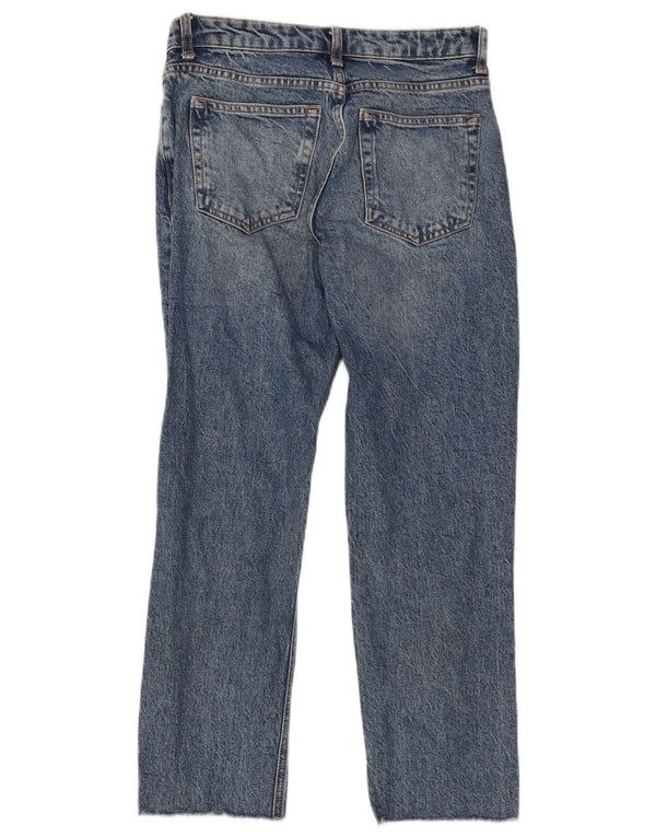 Topshop Damen Crop Straight Jeans UK 8 Small W26 L24 Blaue Baumwolle