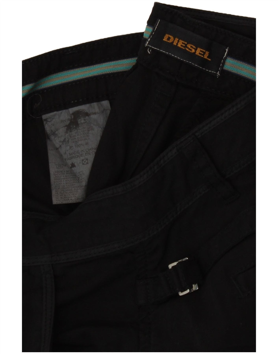 Diesel Damen Caprihose W34 L22 Schwarze Baumwolle