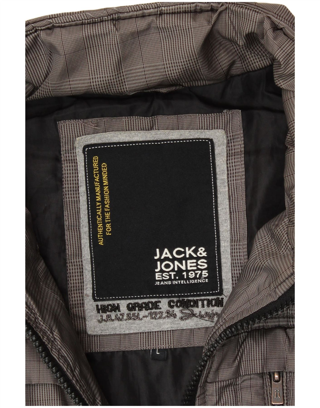 JACK & JONES Herren Weste UK 40 Large Grau kariert