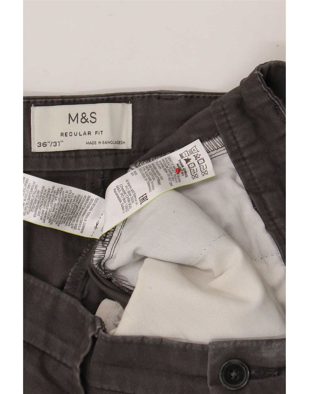 Marks & Spencer Herren-Chinohose mit gerader Passform und normaler Passform, W36 L31, Grau