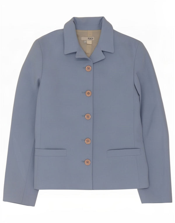 Zara Damen 5-Knopf-Blazerjacke EU 36 XS Blaues Polyester