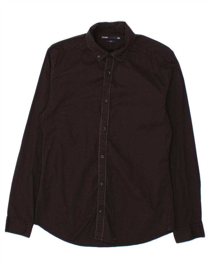 JULES Mens Slim Shirt Small Black Cotton Vintage Jules and Second-Hand Jules from Messina Hembry 