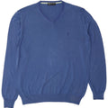 TRUSSARDI Herren-Pullover mit V-Ausschnitt, groß, aus blauer Baumwolle