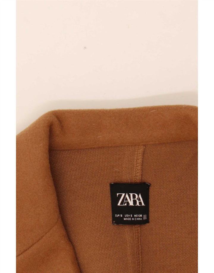 Zara Womens Open Overcoat UK 10 Small Braun Polyester