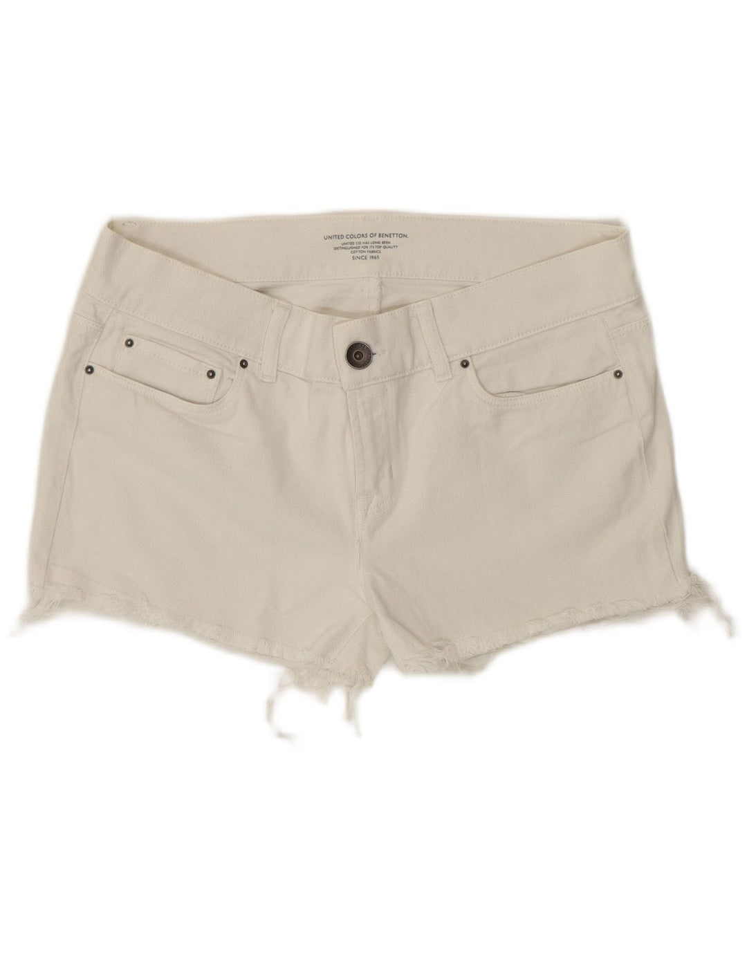 Benetton Damen Denim Hotpants W32 Large Off White
