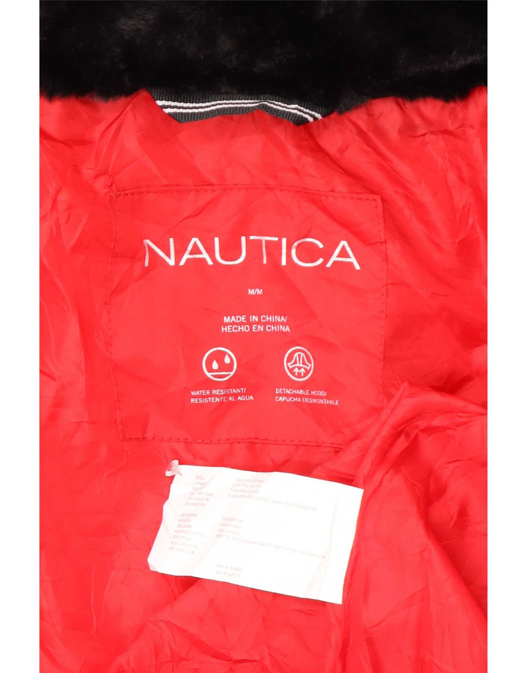 Nautica Wattierte Damenjacke mit Kapuze, UK 14, Mittelrot, Polyester