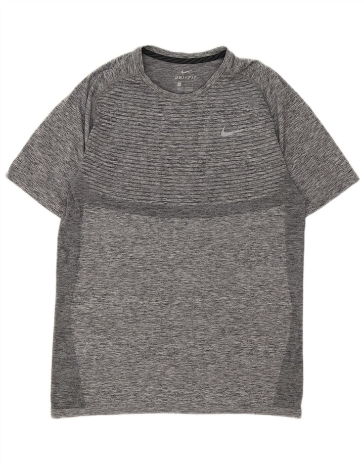 Nike Damen Dri Fit T-Shirt Top UK 14 Mittelgrau meliert